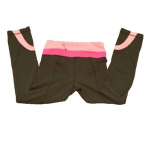 Lululemon Run Inspire Crop II *ALLUX in Wee Stripe Black / Pink size 2